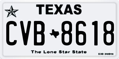 TX license plate CVB8618