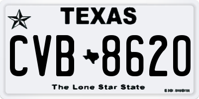TX license plate CVB8620
