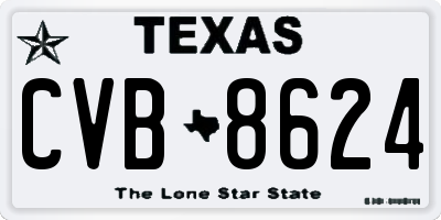 TX license plate CVB8624