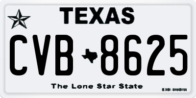 TX license plate CVB8625