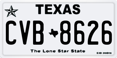 TX license plate CVB8626