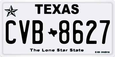 TX license plate CVB8627