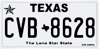 TX license plate CVB8628