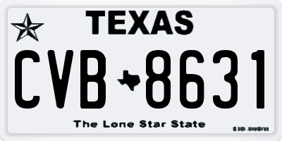 TX license plate CVB8631