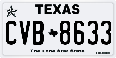 TX license plate CVB8633