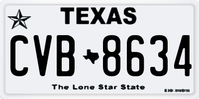 TX license plate CVB8634