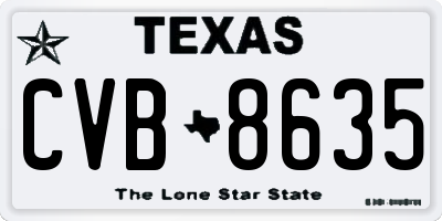 TX license plate CVB8635