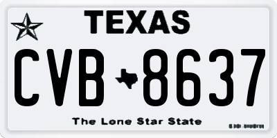TX license plate CVB8637