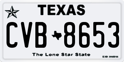 TX license plate CVB8653