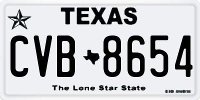 TX license plate CVB8654