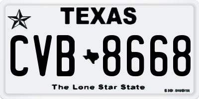 TX license plate CVB8668
