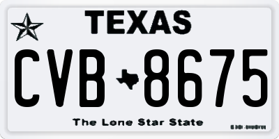 TX license plate CVB8675