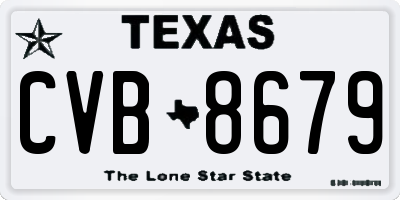 TX license plate CVB8679