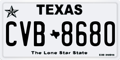 TX license plate CVB8680