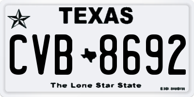 TX license plate CVB8692