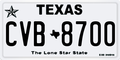 TX license plate CVB8700