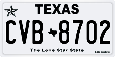 TX license plate CVB8702