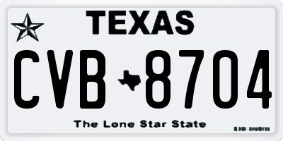 TX license plate CVB8704
