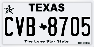TX license plate CVB8705