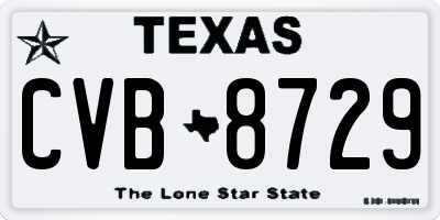 TX license plate CVB8729