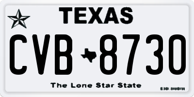 TX license plate CVB8730