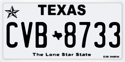 TX license plate CVB8733