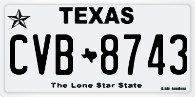 TX license plate CVB8743