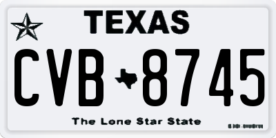 TX license plate CVB8745