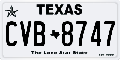 TX license plate CVB8747