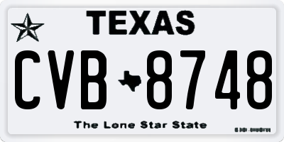 TX license plate CVB8748