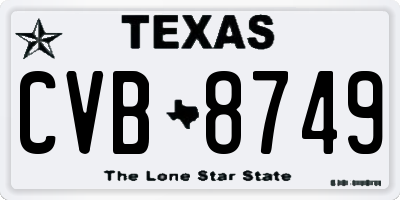 TX license plate CVB8749