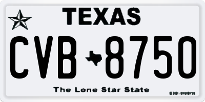 TX license plate CVB8750