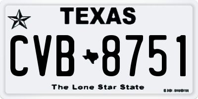 TX license plate CVB8751