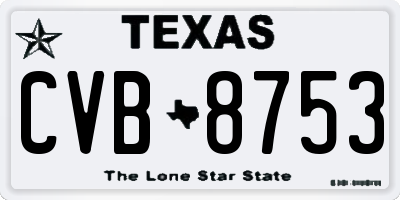 TX license plate CVB8753