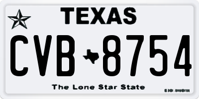 TX license plate CVB8754