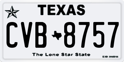 TX license plate CVB8757