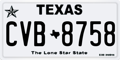 TX license plate CVB8758