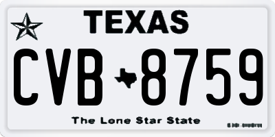 TX license plate CVB8759