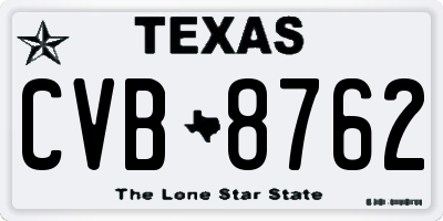 TX license plate CVB8762