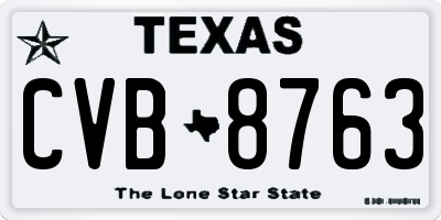 TX license plate CVB8763