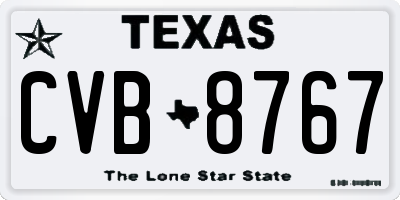 TX license plate CVB8767