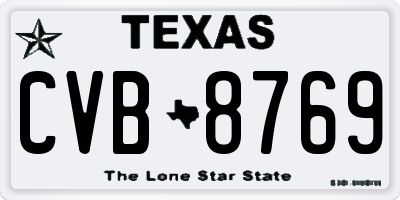 TX license plate CVB8769