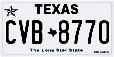 TX license plate CVB8770