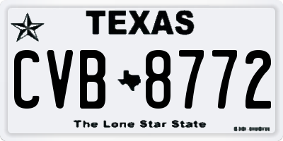 TX license plate CVB8772