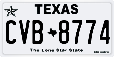 TX license plate CVB8774