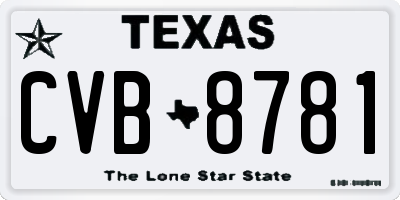 TX license plate CVB8781