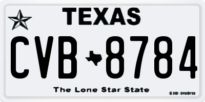 TX license plate CVB8784