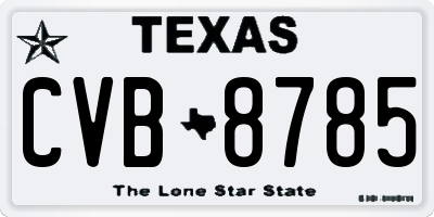 TX license plate CVB8785