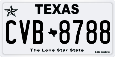 TX license plate CVB8788