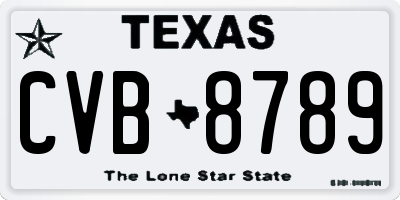 TX license plate CVB8789